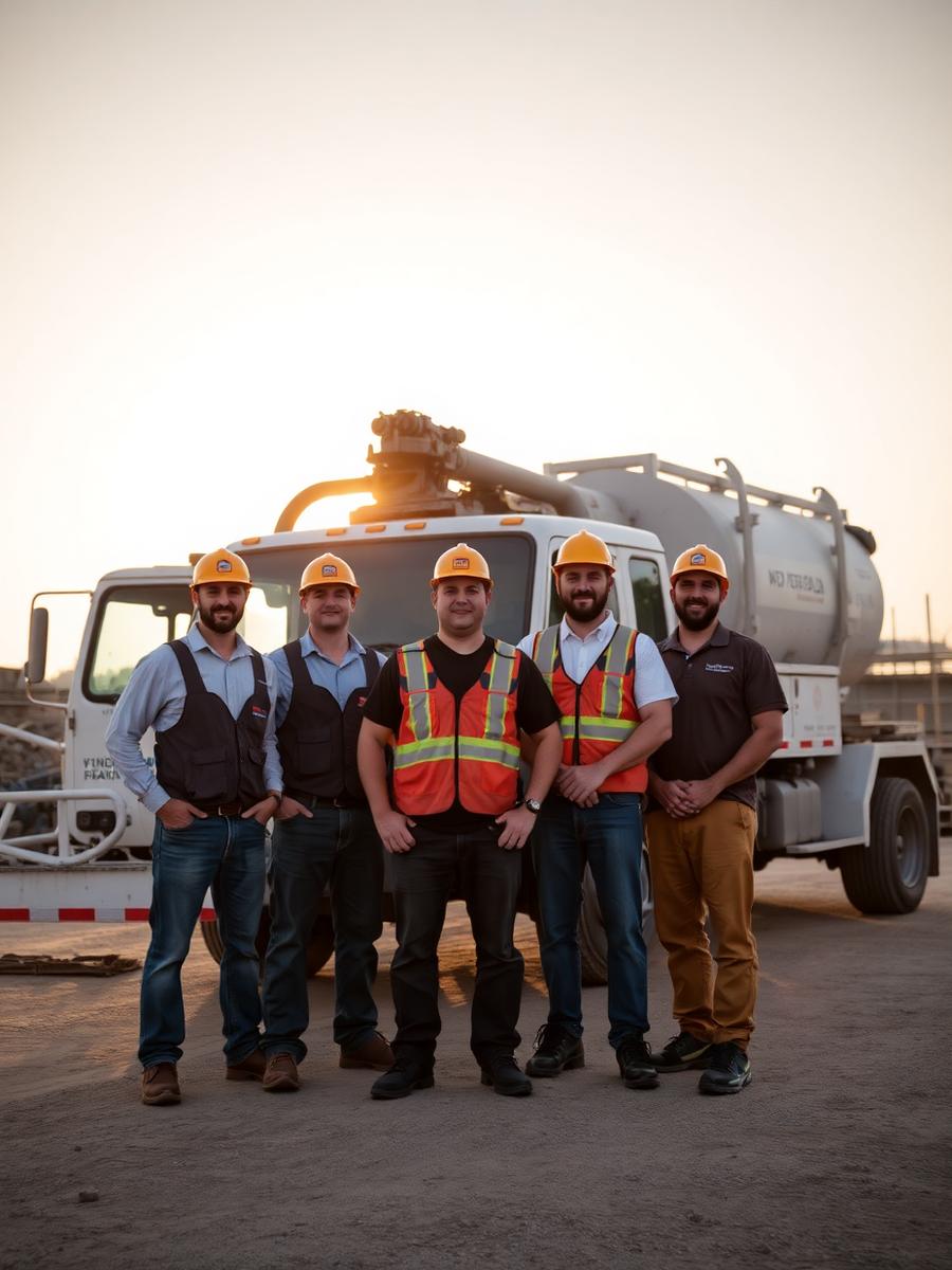 The Upright crew standing in front of the work truck at end of day