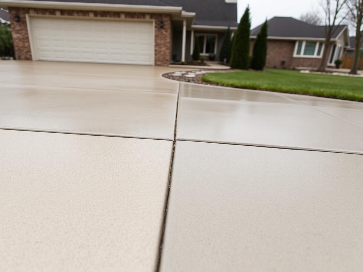 Finished: driveway at eye level, dry concrete, clean joints.